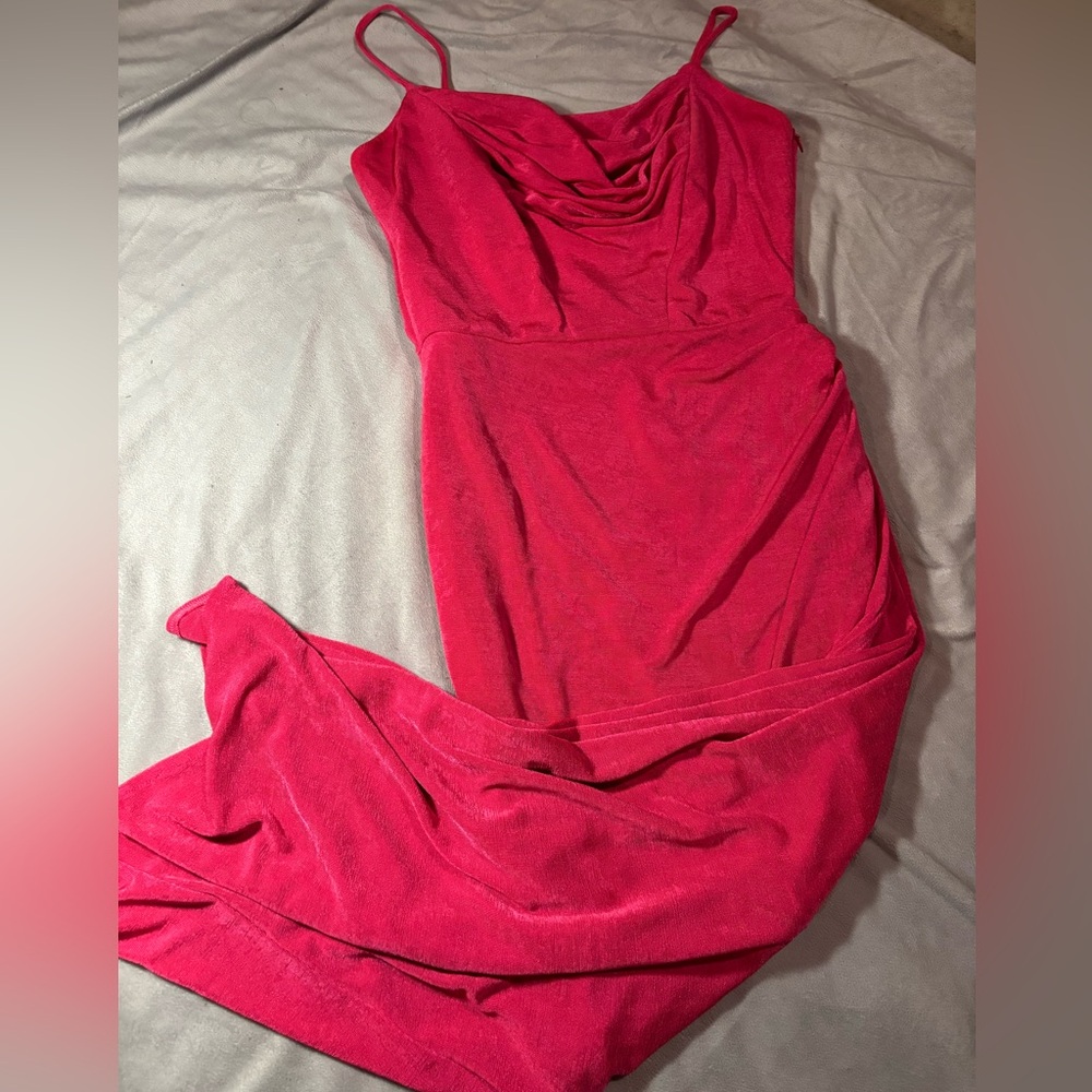 Elegant Red Draped Dress